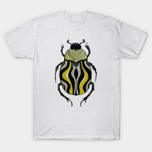 Cool Beetle With Stripes Ink Drawing T-Shirt